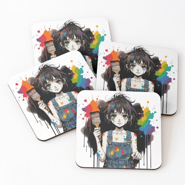 Item preview, Bleed Colors Crying Artist Girl Manga Anime Art Paintbrush Creative Soul Design designed and sold by AmazingEG.