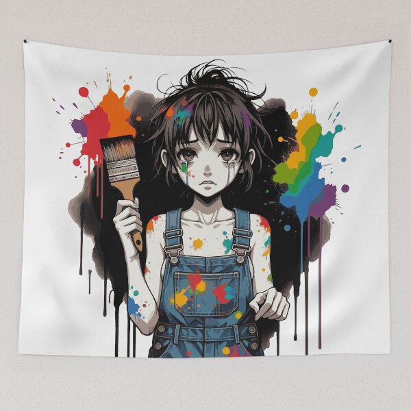Item preview, Bleed Colors Crying Artist Girl Manga Anime Art Paintbrush Creative Soul Design designed and sold by AmazingEG.