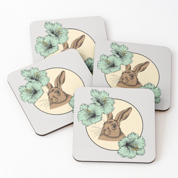 Item preview, Minimalistic bunny with flowers designed and sold by Pamelarts.