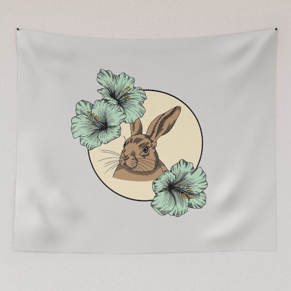 Item preview, Minimalistic bunny with flowers designed and sold by Pamelarts.