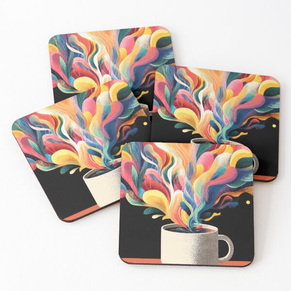 Item preview, Colorful steam rises from coffee cup designed and sold by anytka.