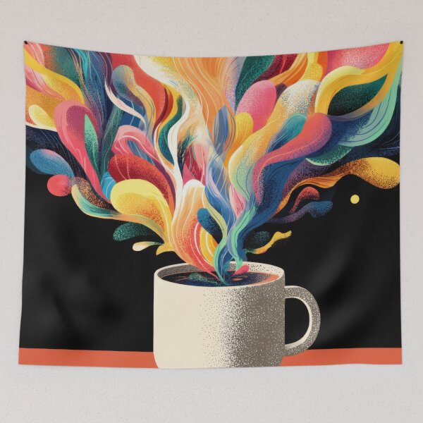 Item preview, Colorful steam rises from coffee cup designed and sold by anytka.
