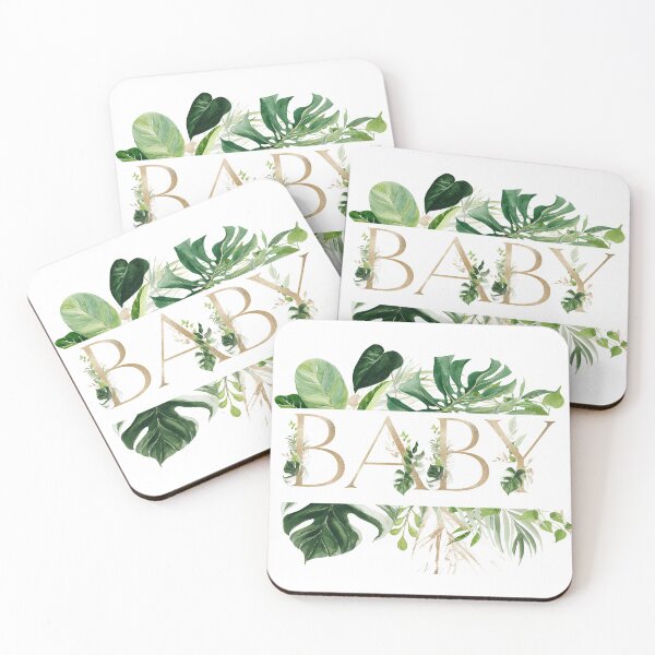 Item preview, Stylish Tropical Baby Typography with Gold Letters and Monstera Leaves | Elegant Botanical Nursery Design designed and sold by Marty Party .