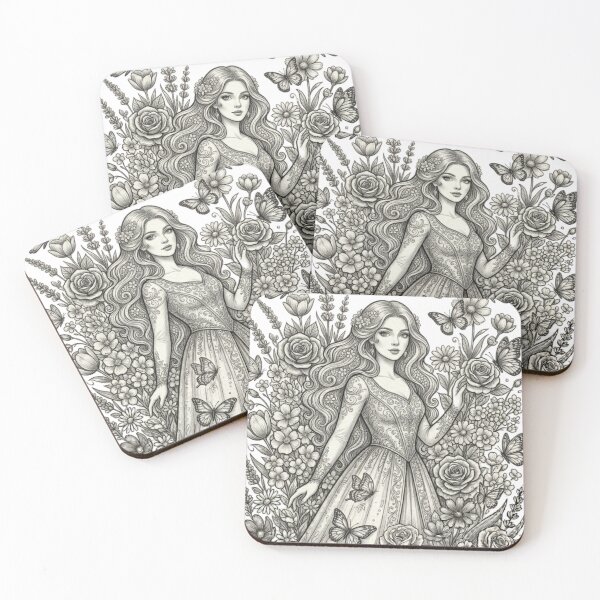 Item preview, A young woman in a flower garden designed and sold by PP&RAINBOW SHOP.