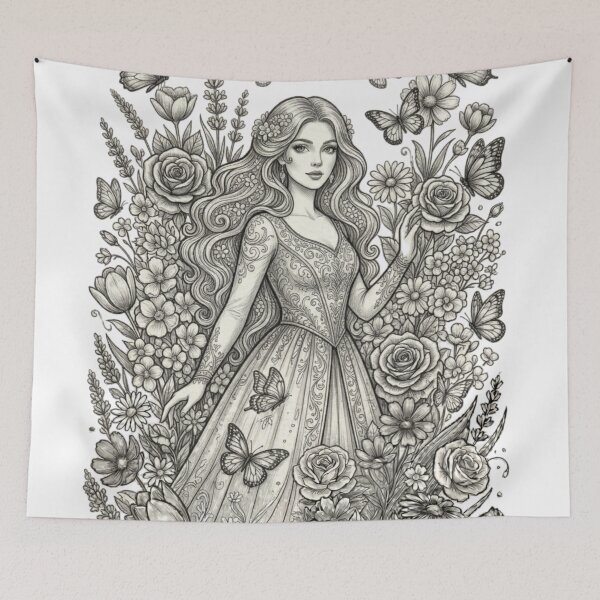 Item preview, A young woman in a flower garden designed and sold by PP&RAINBOW SHOP.