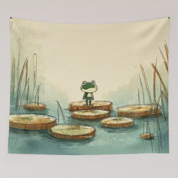 Item preview, Frog on lily pads in a pond designed and sold by anytka.