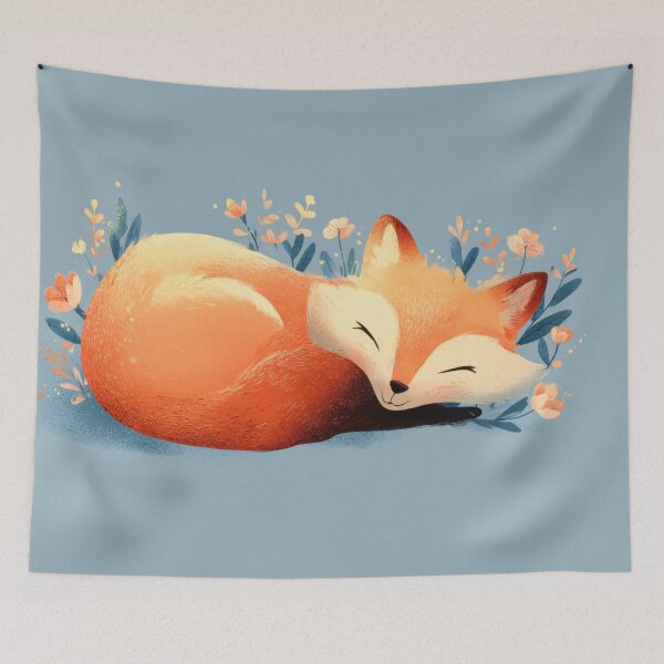 Item preview, Sleeping fox in a flower field designed and sold by anytka.