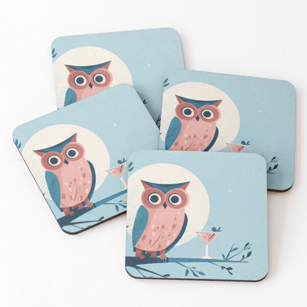 Item preview, Owl sits on branch with drink designed and sold by anytka.