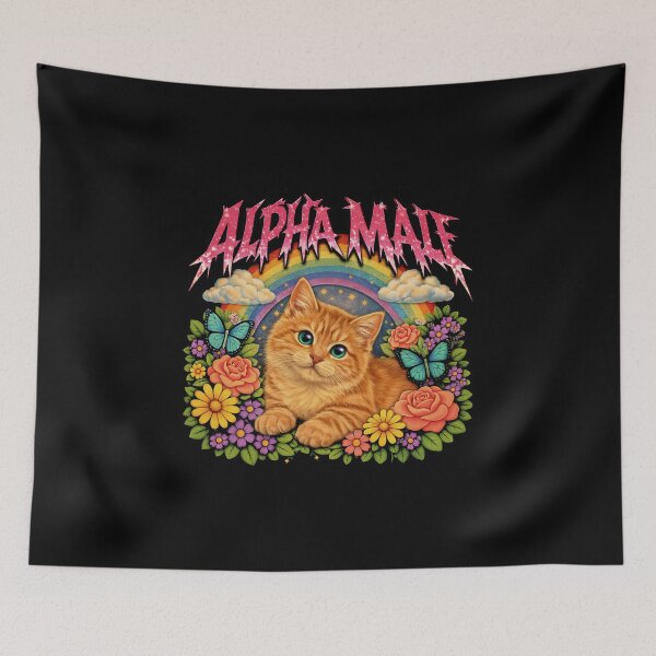 Item preview, Alpha Male Funny Kitten Rainbow Floral designed and sold by gear-posters.