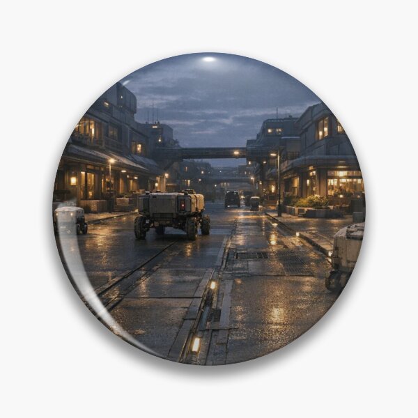 Item preview, Futuristic Sci-Fi City Street With Autonomous Robots designed and sold by NiceArtsPlace.