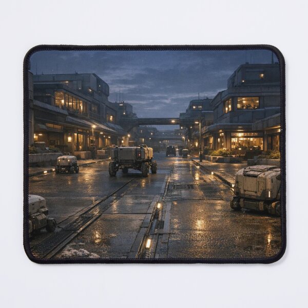 Item preview, Futuristic Sci-Fi City Street With Autonomous Robots designed and sold by NiceArtsPlace.