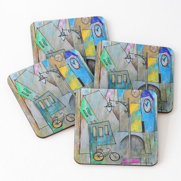 Item preview, Abstract Cityscape Wall Art – Colorful Cubist Urban Painting for Modern Aesthetic Room Decor designed and sold by art2print.