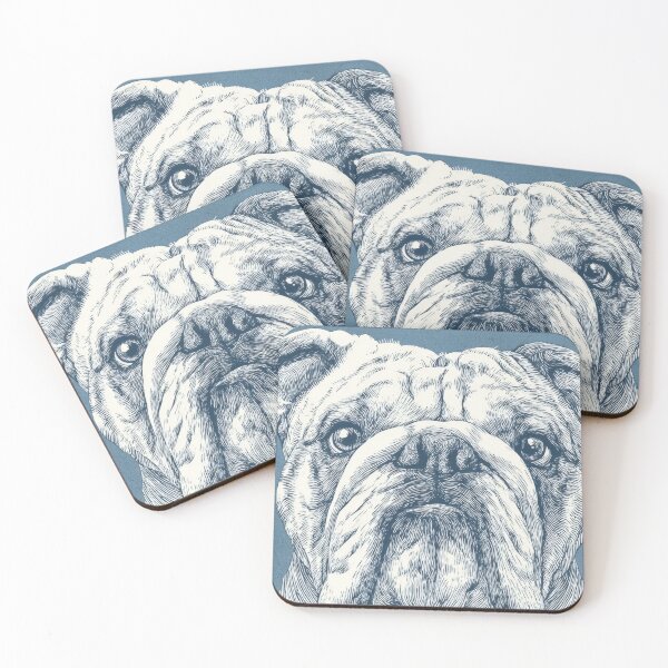 Item preview, Bulldog drawing with blue background designed and sold by anytka.