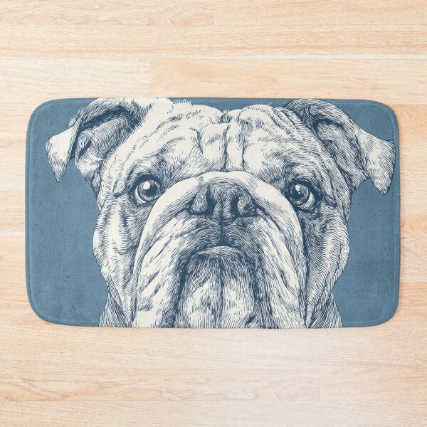 Item preview, Bulldog drawing with blue background designed and sold by anytka.