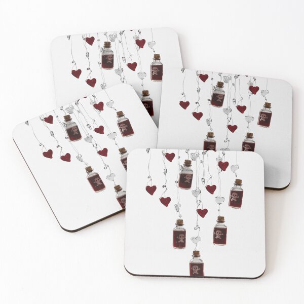 Item preview, Skull Poison Bottles and Hanging Hearts designed and sold by LoveIsPoison.