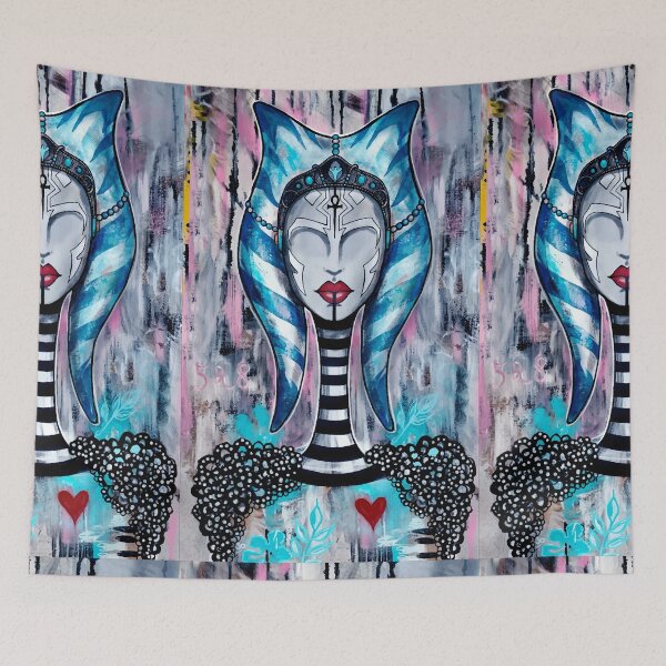 Item preview, Space Warrior Queen — Whimsical Fan Art Portrait | Blue Ornamental Cosmic Illustration designed and sold by  Ojo de Lilith.