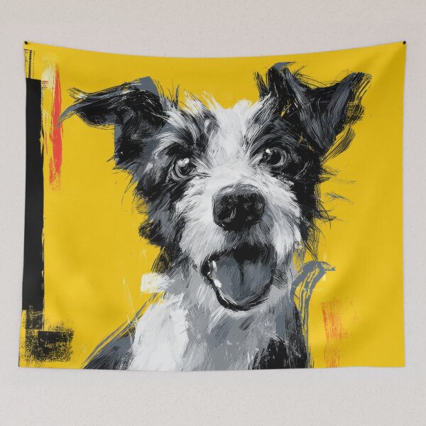 Item preview, Happy dog with yellow background designed and sold by anytka.