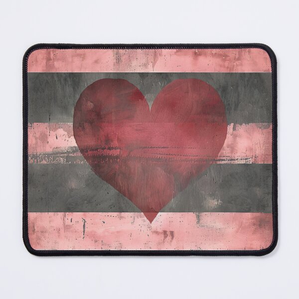 Item preview, Abstract Red Heart Wall Art Neutral Striped Background designed and sold by NarjaShop.