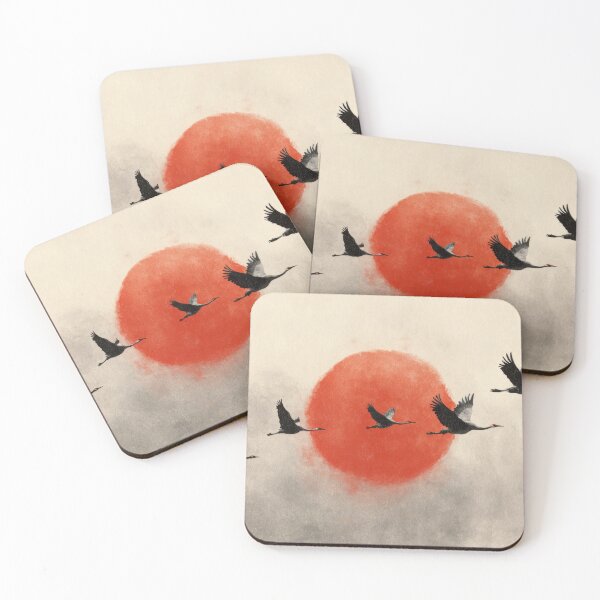 Item preview, Cranes flying against a red sun designed and sold by anytka.
