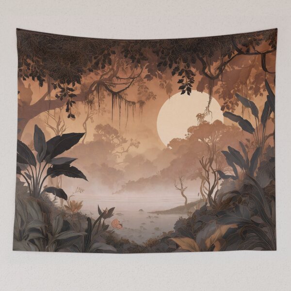 Item preview, Sepia Jungle Sunset Landscape designed and sold by LuminousFoundry.