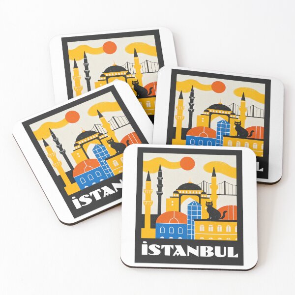 Item preview, Istanbul Cityscape Art - Minimalist Retro Turkish Decor with Cat  designed and sold by asliberry.
