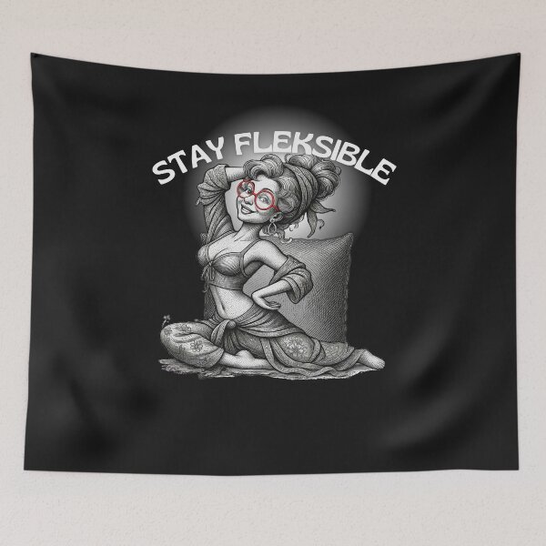 Item preview, Stay Flexible – Funny Grandma Yoga Vintage Illustration designed and sold by Aquarius-club.