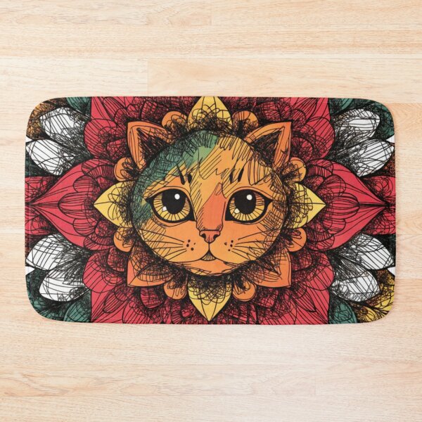 Item preview, Floral Mandala Art cat – Intricate Flower Mandala Design designed and sold by Anime9122.