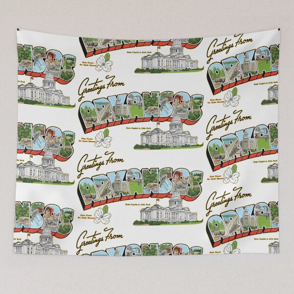 Item preview, Greetings From Arkansas Retro Postcard Featuring Little Rock State Capitol And Scenic Landmarks designed and sold by portokalis.