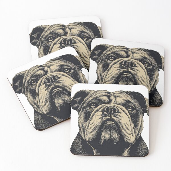 Item preview, Bulldog portrait in black and white designed and sold by anytka.