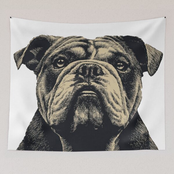 Item preview, Bulldog portrait in black and white designed and sold by anytka.