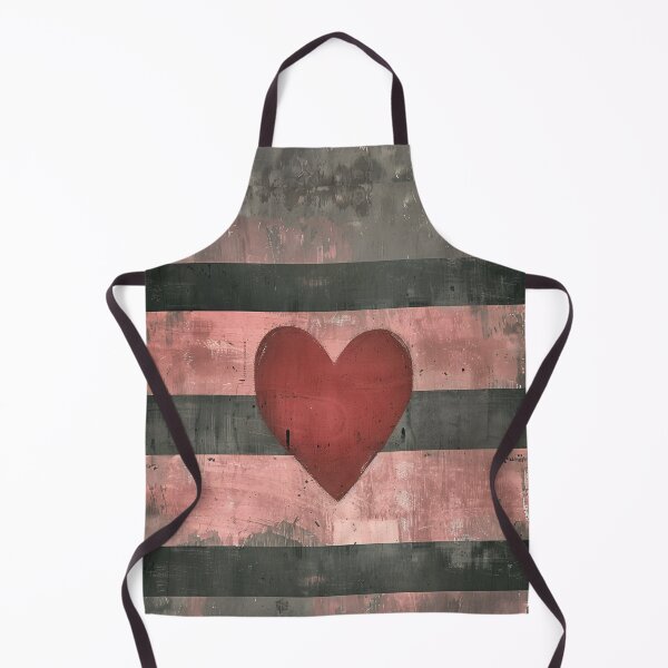 Item preview, Abstract Red Heart Wall Art Neutral Striped Background designed and sold by NarjaShop.