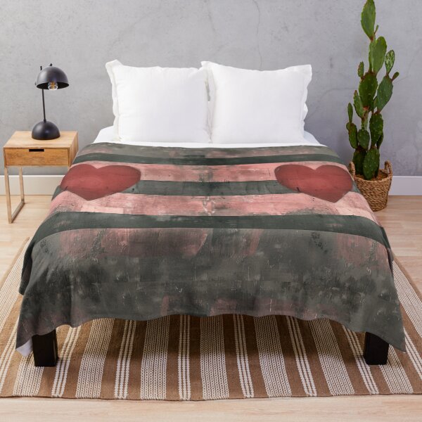 Item preview, Abstract Red Heart Wall Art Neutral Striped Background designed and sold by NarjaShop.