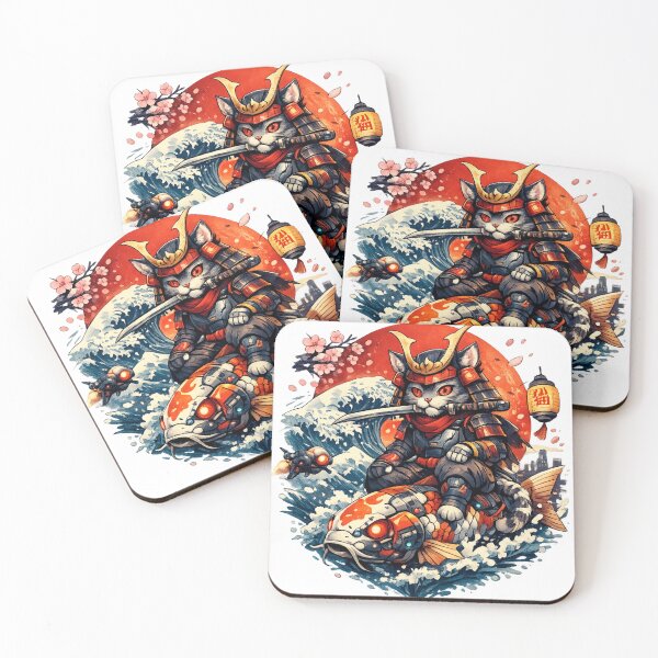 Item preview, Samurai Cat Rider – Futuristic Japanese Wave Art designed and sold by CosmicSplendor.