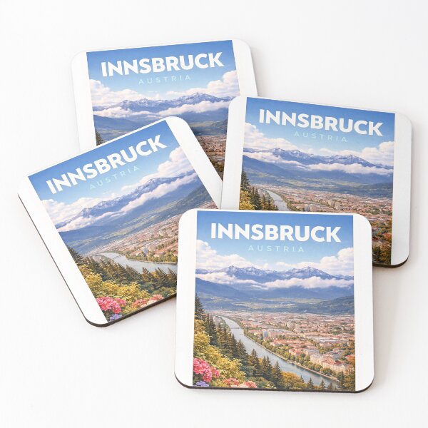 Item preview, Innsbruck Austria Travel Poster – Modern Alpine Cityscape, River Inn Landscape, Minimalist Wall Art designed and sold by varunmav.