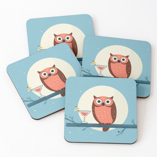 Item preview, Cute owl with a drink under moon designed and sold by anytka.