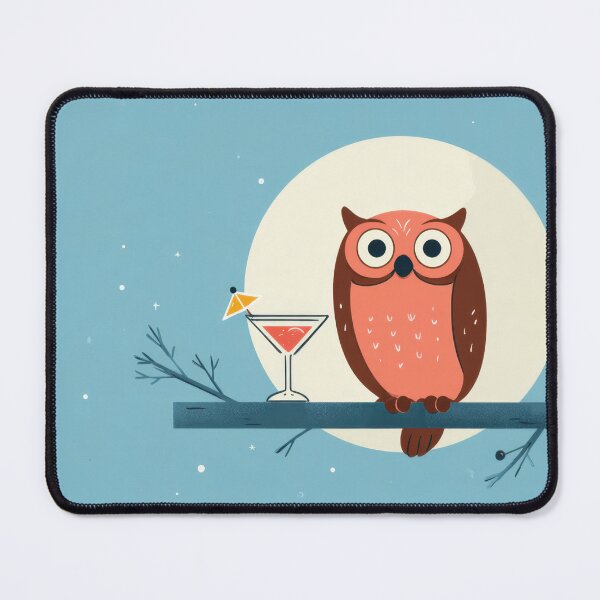 Item preview, Cute owl with a drink under moon designed and sold by anytka.