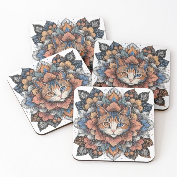 Artikelvorschau, Floral Mandala Art cat – Intricate Flower Mandala Design entworfen und verkauft von Anime9122.