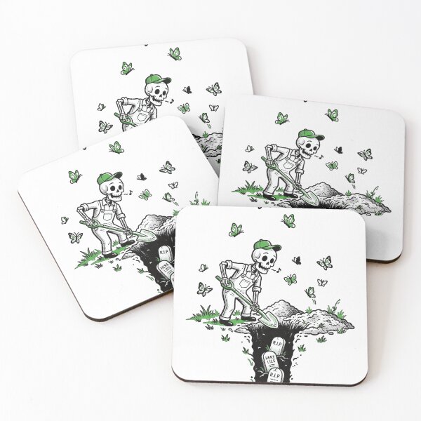 Item preview, Whistling Grave Digger Skeleton Gardening Joke Macabre Art designed and sold by DraftAndDoneArt.