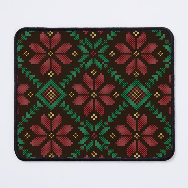 Item preview, Palestinian Tatreez Realistic Embroidery Flowers Pattern #6 -red-grn designed and sold by Hurriyyatee.