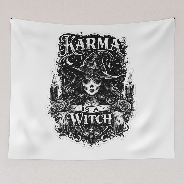 Item preview, Karma Is a Witch – Gothic Tattoo Style  designed and sold by CosmicCutouts.