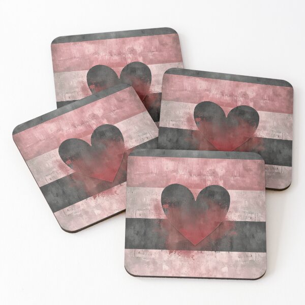 Item preview, Abstract Red Heart Wall Art Neutral Striped Background designed and sold by NarjaShop.