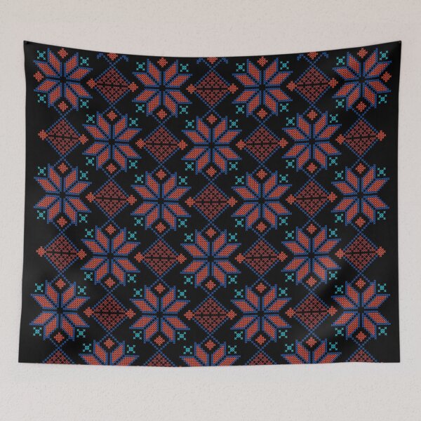 Item preview, Palestinian Embroidery Arabic Tatreez Pattern #4 -blue-red designed and sold by Hurriyyatee.