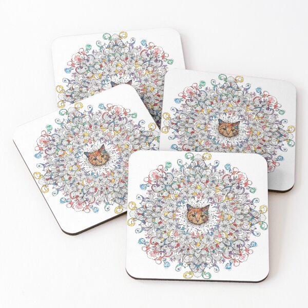 Artikelvorschau, Floral Mandala Art cat – Intricate Flower Mandala Design entworfen und verkauft von Anime9122.