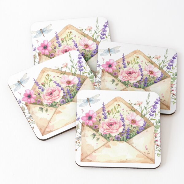 Item preview, Floral Envelope Watercolor Romantic Illustration designed and sold by Rutvain.