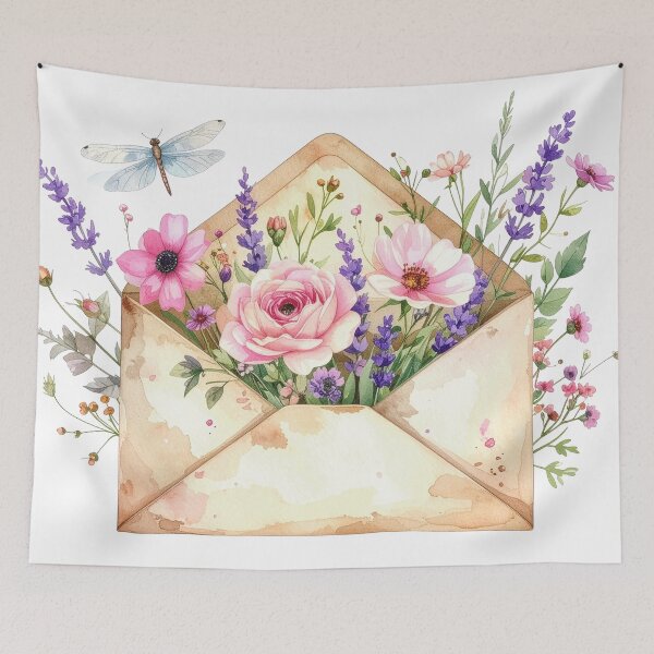 Item preview, Floral Envelope Watercolor Romantic Illustration designed and sold by Rutvain.