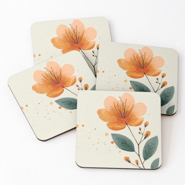 Item preview, Orange flower with green leaves designed and sold by anytka.