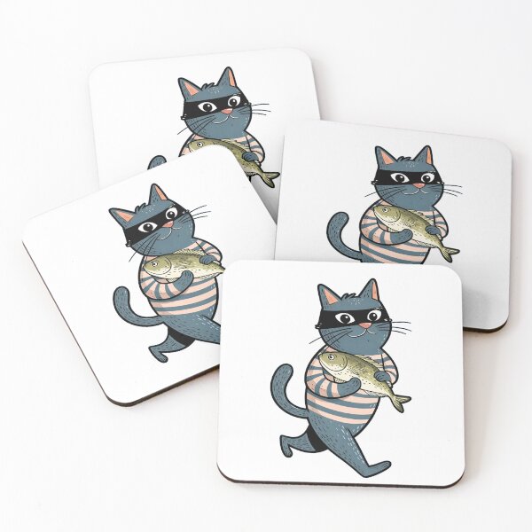 Item preview, Sneaky Cat with Fish | Funny Thief Cat | Minimalist Animal Design designed and sold by Droosam.