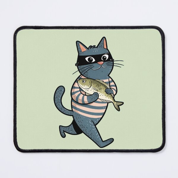 Item preview, Sneaky Cat with Fish | Funny Thief Cat | Minimalist Animal Design designed and sold by Droosam.