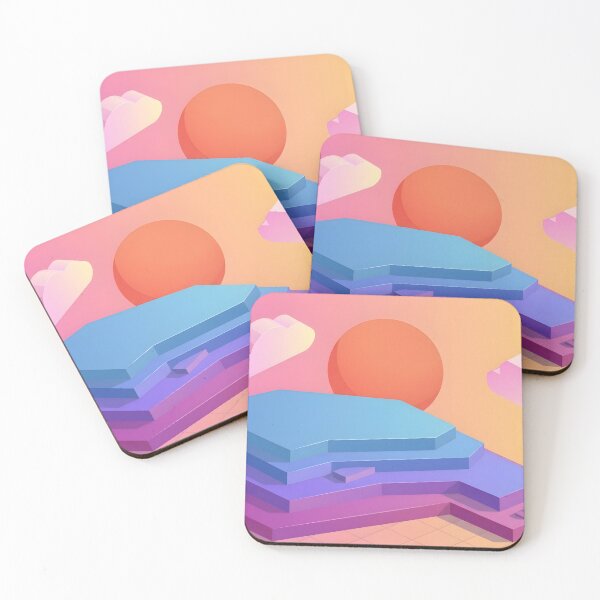 Item preview, Isometric Vaporwave Sunset Tech Landscape designed and sold by Gradient Concept.