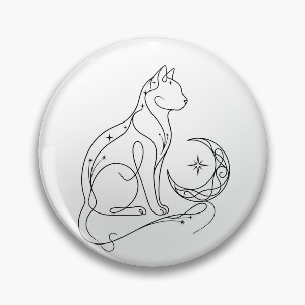 Item preview, Minimalist One-Line Mystic Art: Cat, Moon and Sirius Star designed and sold by Siriusvibes.